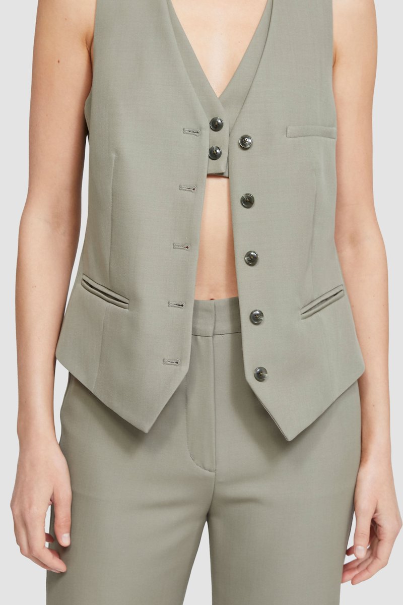 Tailored Cropped Kick Flare Trouser-green #0 Tailored Cropped Kick Flare Trouser, flared cropped wool trousers from 3.1 PHILLIP LIM featuring wool, high waist, belt loops, concealed front fastening, two front welt pockets, rear welt pocket, pressed crease, flared design, cropped leg and thyme green.- 4