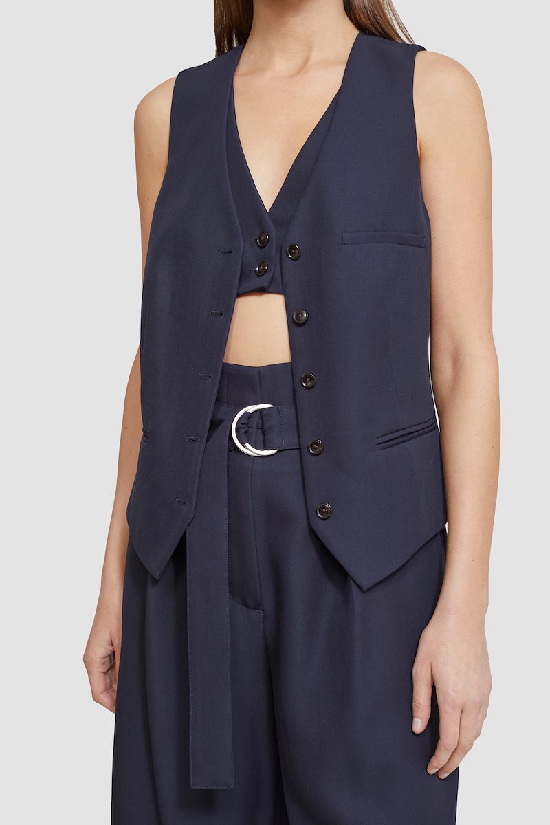 Tailored Paperbag Waist Short-blue #0 Tailored Paperbag Waist Short, null- 4