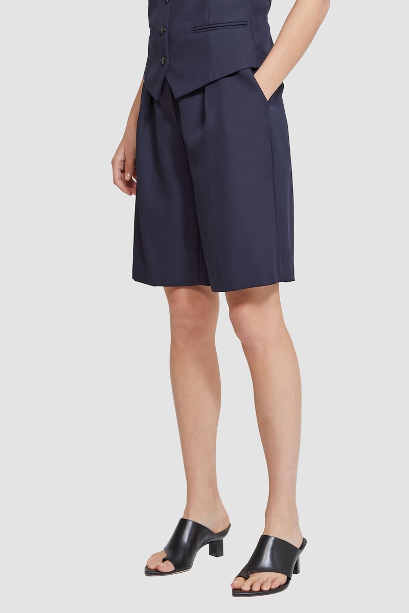 Tailored Paperbag Waist Short-blue #0 Tailored Paperbag Waist Short, null- 2