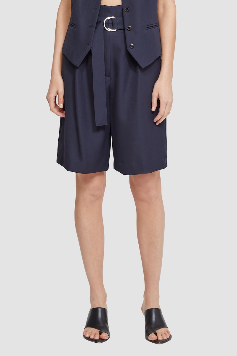 Tailored Paperbag Waist Short-blue #1 Tailored Paperbag Waist Short, null- 1