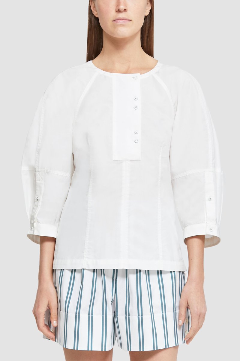 Puff Sleeve Cotton Poplin Top-white #1 Puff Sleeve Cotton Poplin Top, null- 1