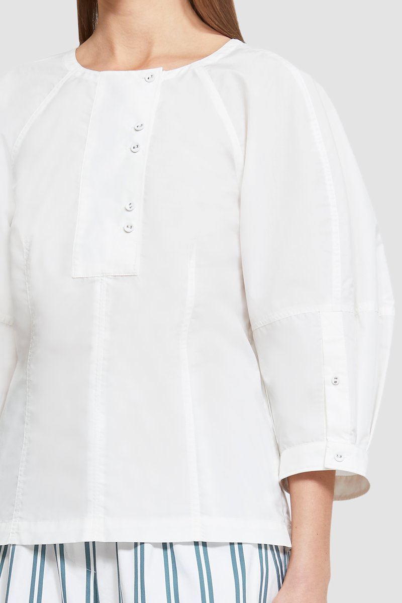 Puff Sleeve Cotton Poplin Top-white #0 Puff Sleeve Cotton Poplin Top, null- 4