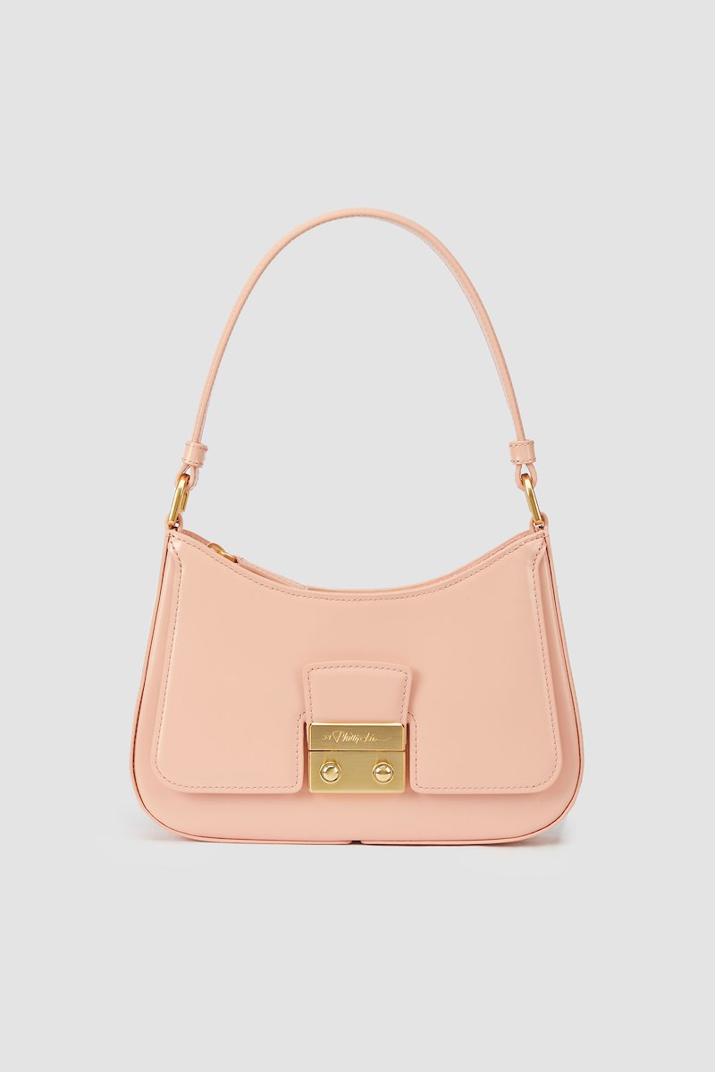 Pashli Shoulder Bag-pink #0 Pashli Shoulder Bag, rose pink calf leather patent finish gold-tone logo plaque single shoulder strap front flap pocket top zip fastening main compartment- 0