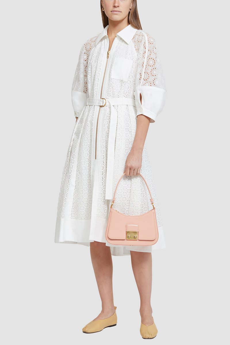 Pashli Shoulder Bag-pink #1 Pashli Shoulder Bag, rose pink calf leather patent finish gold-tone logo plaque single shoulder strap front flap pocket top zip fastening main compartment- 5