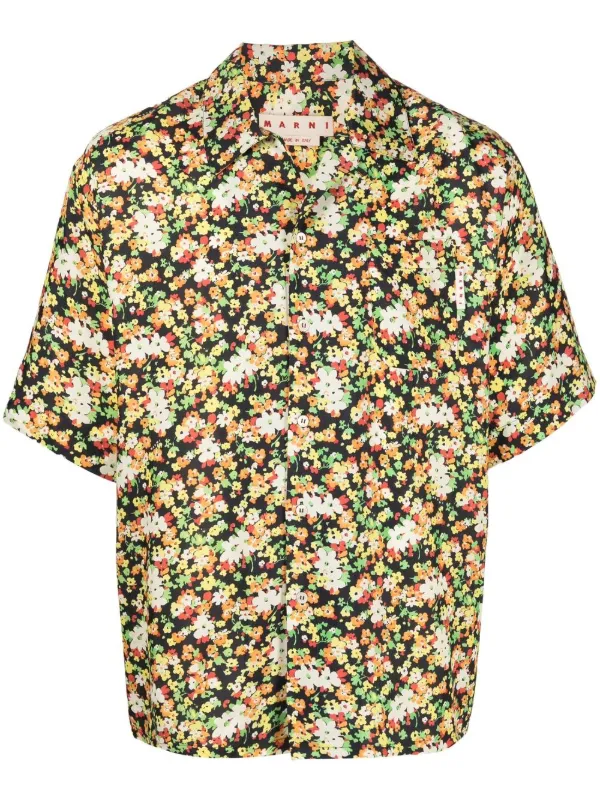 Marni Floral short-sleeve Shirt Black FARFETCH PH