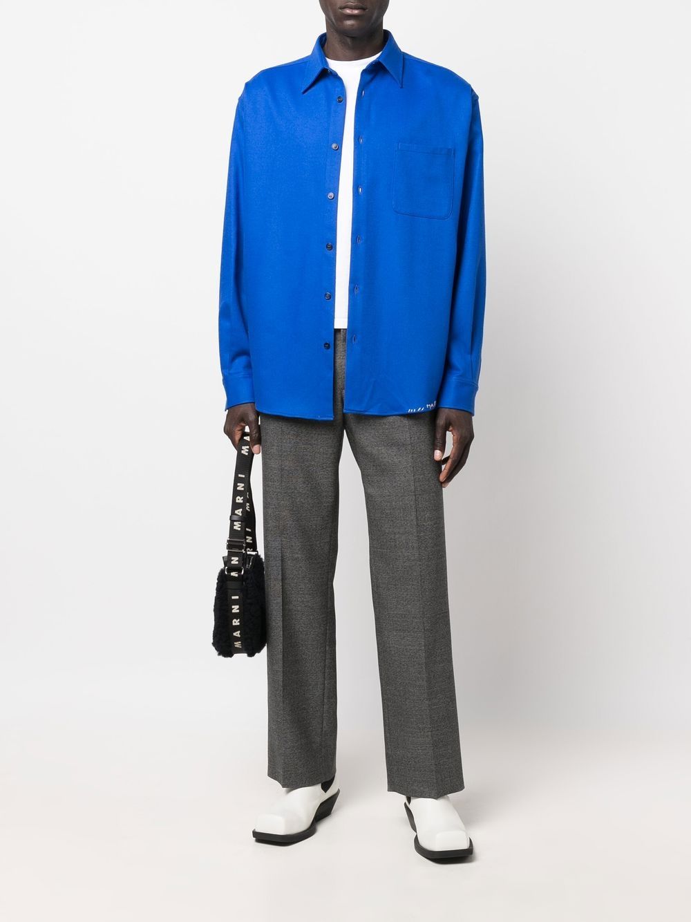 Shop Marni Button-down Fitted Shirt In Blue