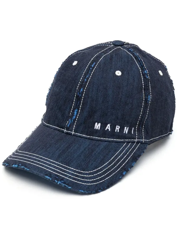 RIPPED DENIM CAP - Blue