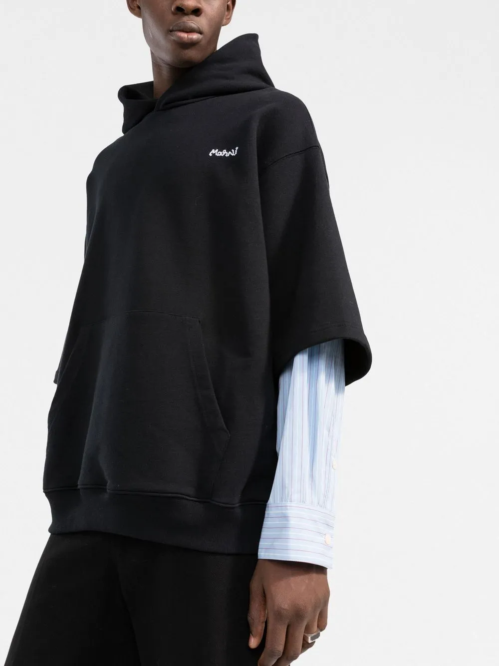 two-tone layered hoodie