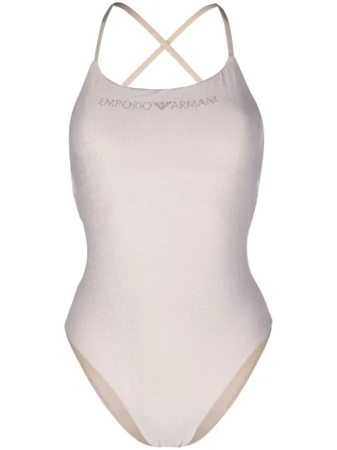 emporio armani logo印花细节连体泳衣