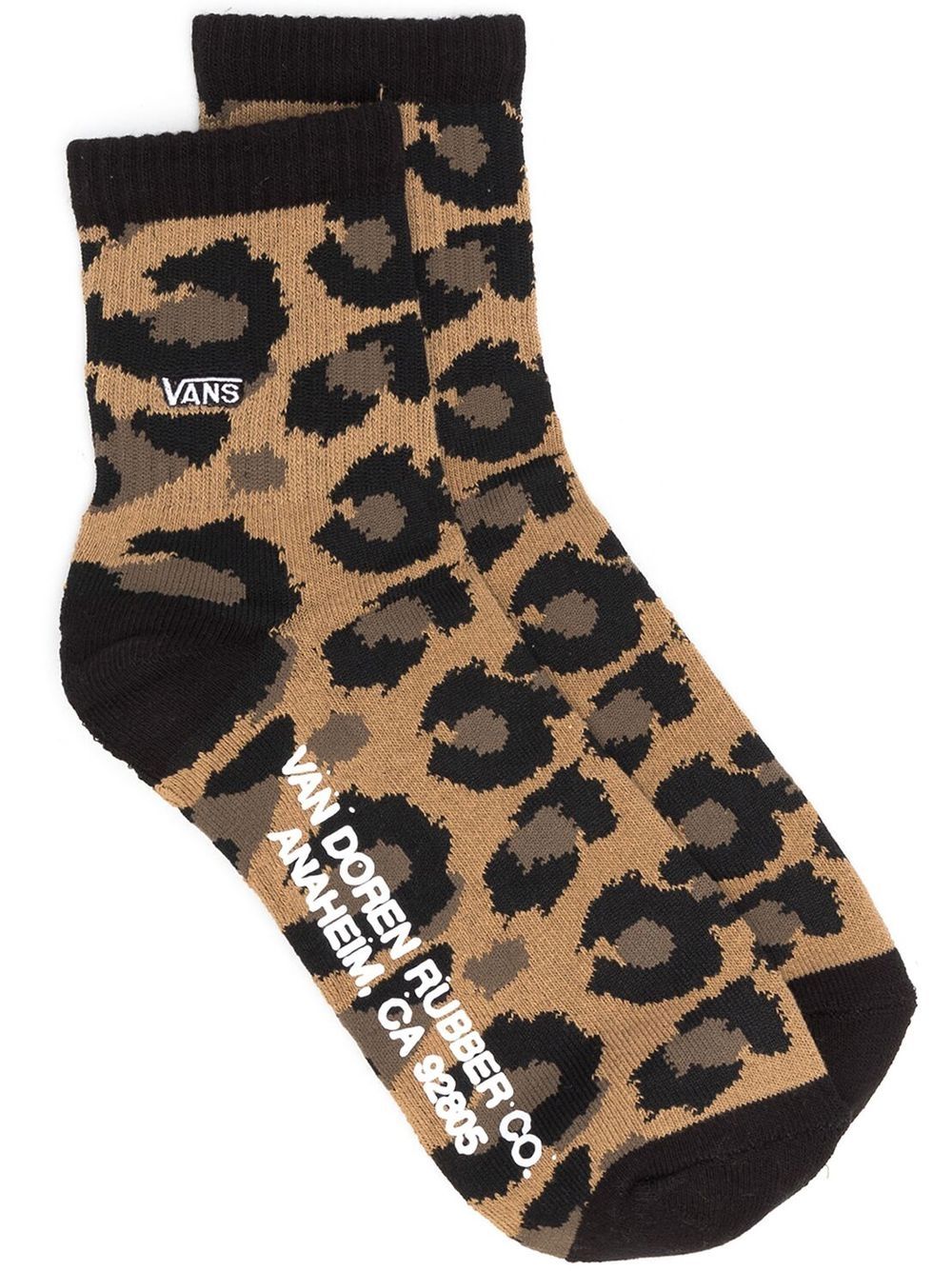 Vans Logo Leopard Print Socks In Brown