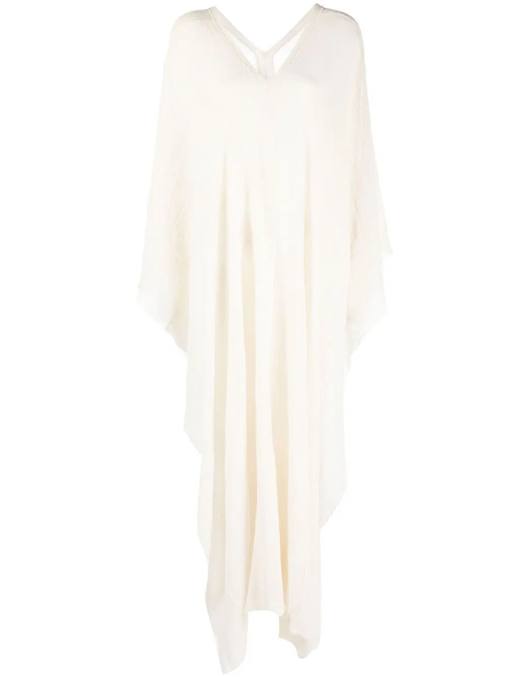 

Caravana draped asymmetric V-neck cotton dress - Neutrals