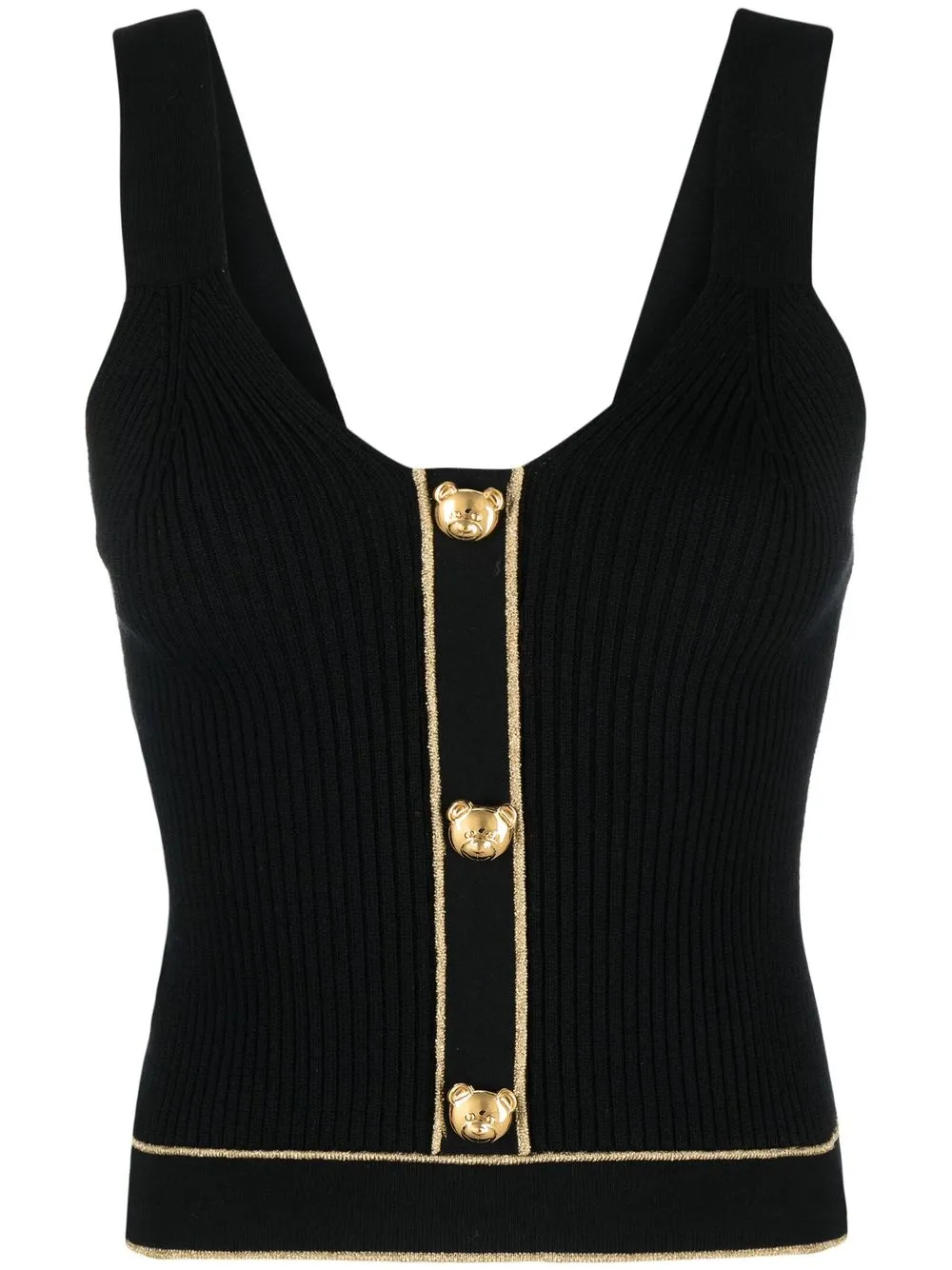 

Moschino top tejido de canalé con detalle de botones - Negro