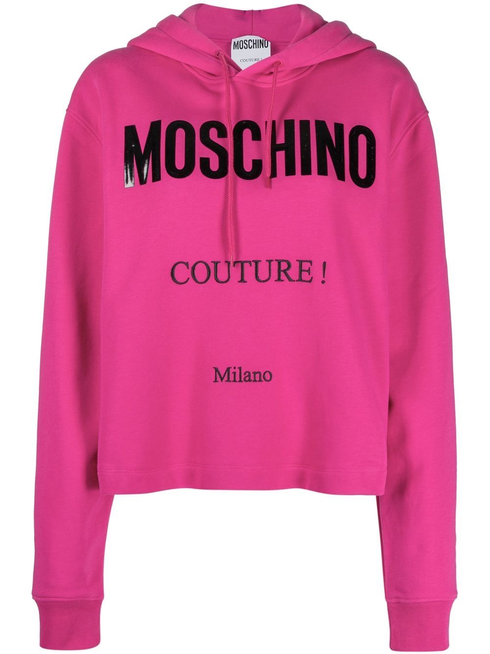 Image 1 of Moschino logo-print cropped hoodie