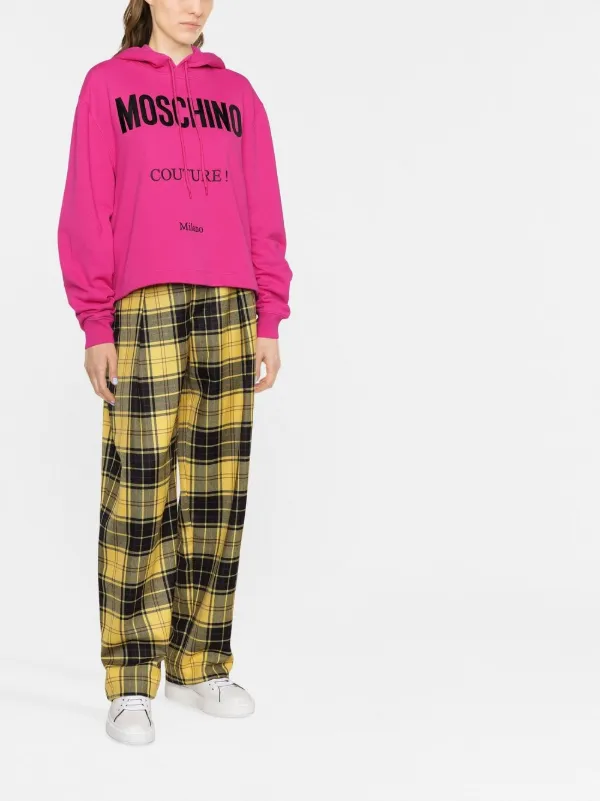 Moschino logo-print Cropped Hoodie | Pink | FARFETCH