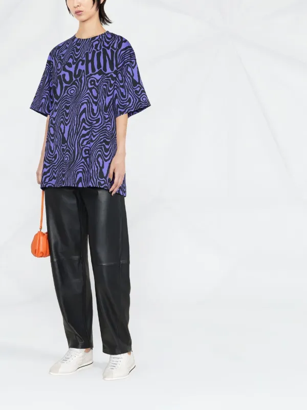 Moschino zebra-print round-neck T-shirt | Blue | FARFETCH