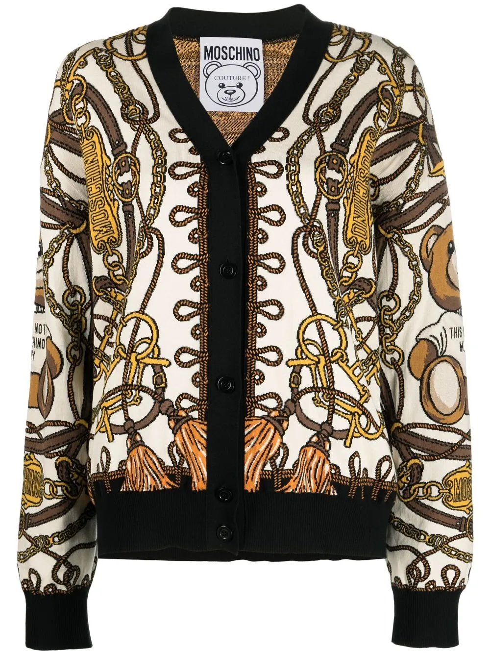 

Moschino Teddy Bear intarsia-knit cardigan - Neutrals