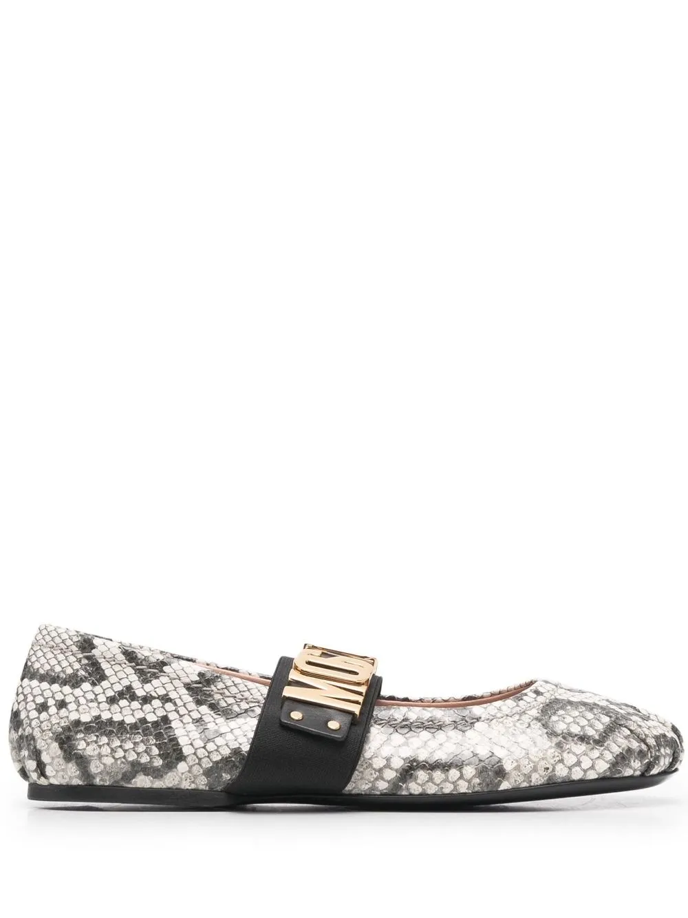 

Moschino logo snakeskin-print ballerinas - Grey