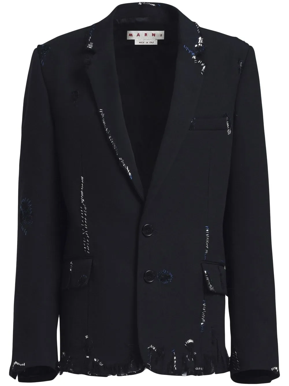 

Marni single-breasted decorative-stitch blazer - Black