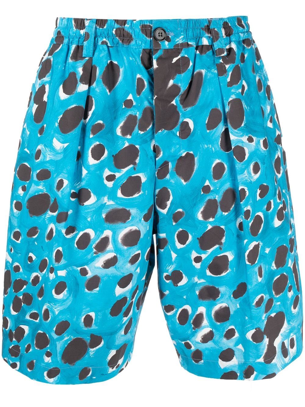 Shop Marni All-over Leopard-print Shorts In Blue