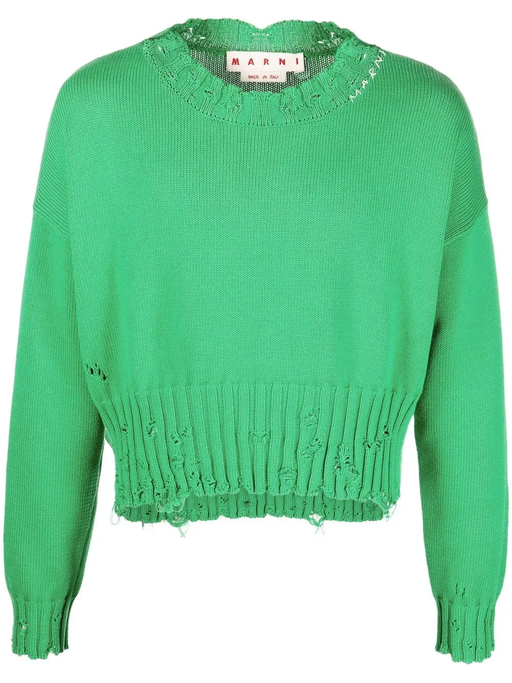 

Marni distressed-effect cropped jumper - Green