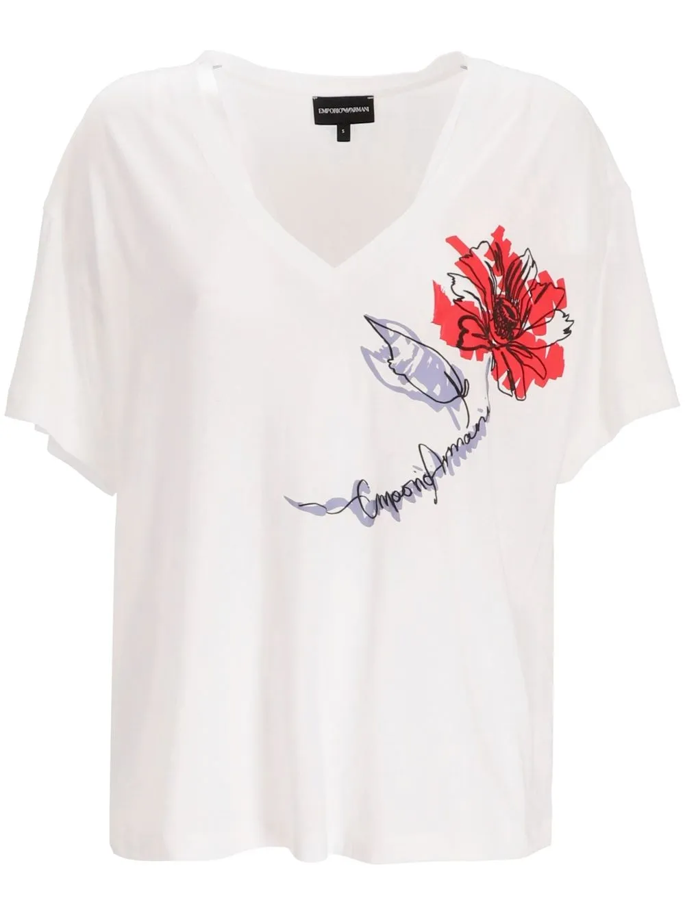 Emporio Armani T-shirt met bloemenprint Wit