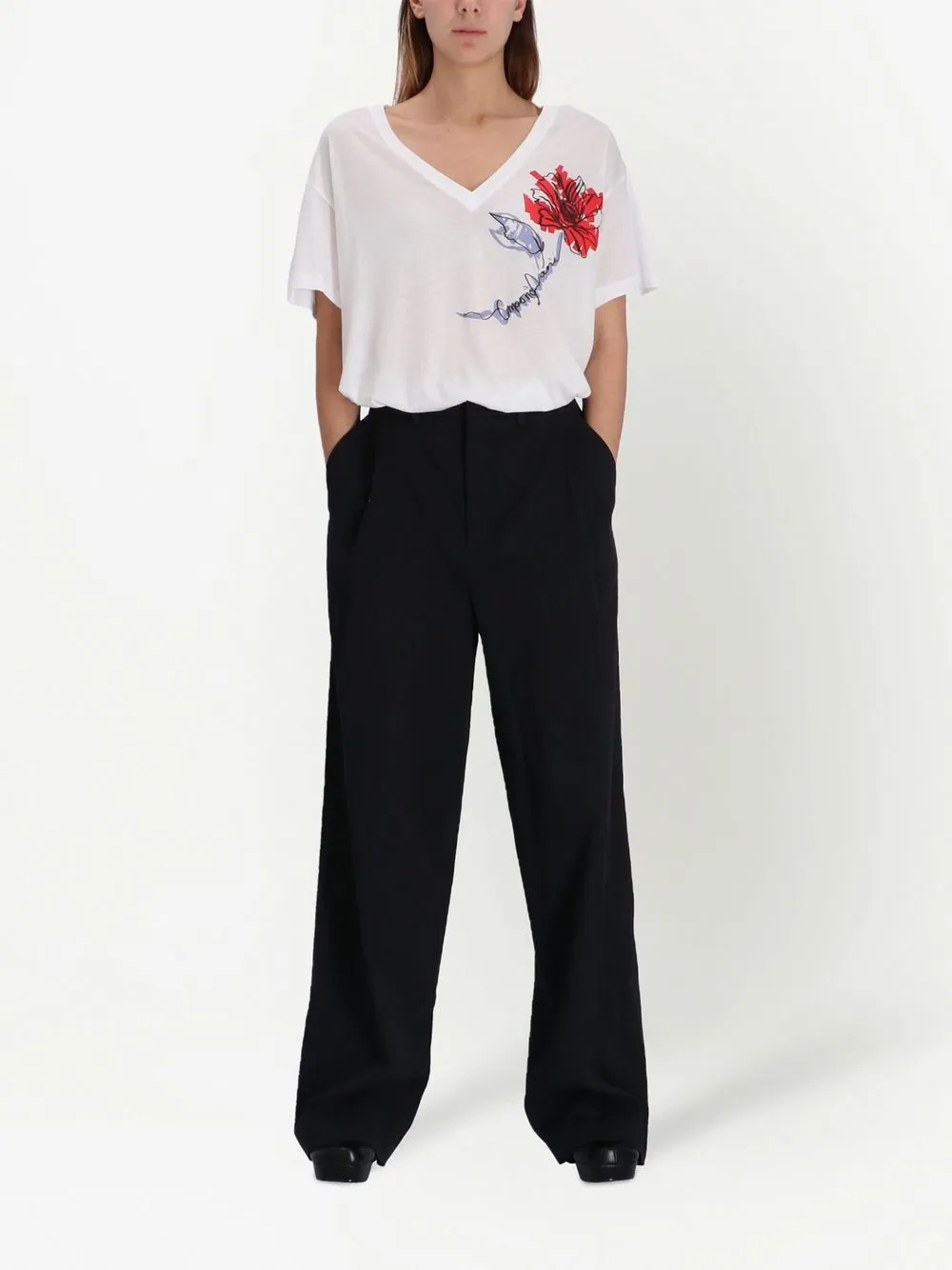 Emporio Armani T-shirt met bloemenprint Wit