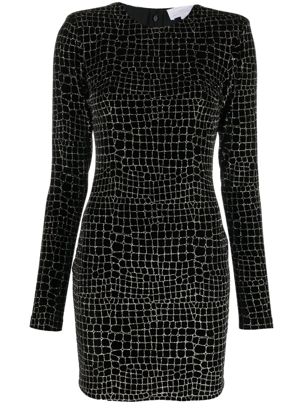 Genny patterned long-sleeved mini dress - Black