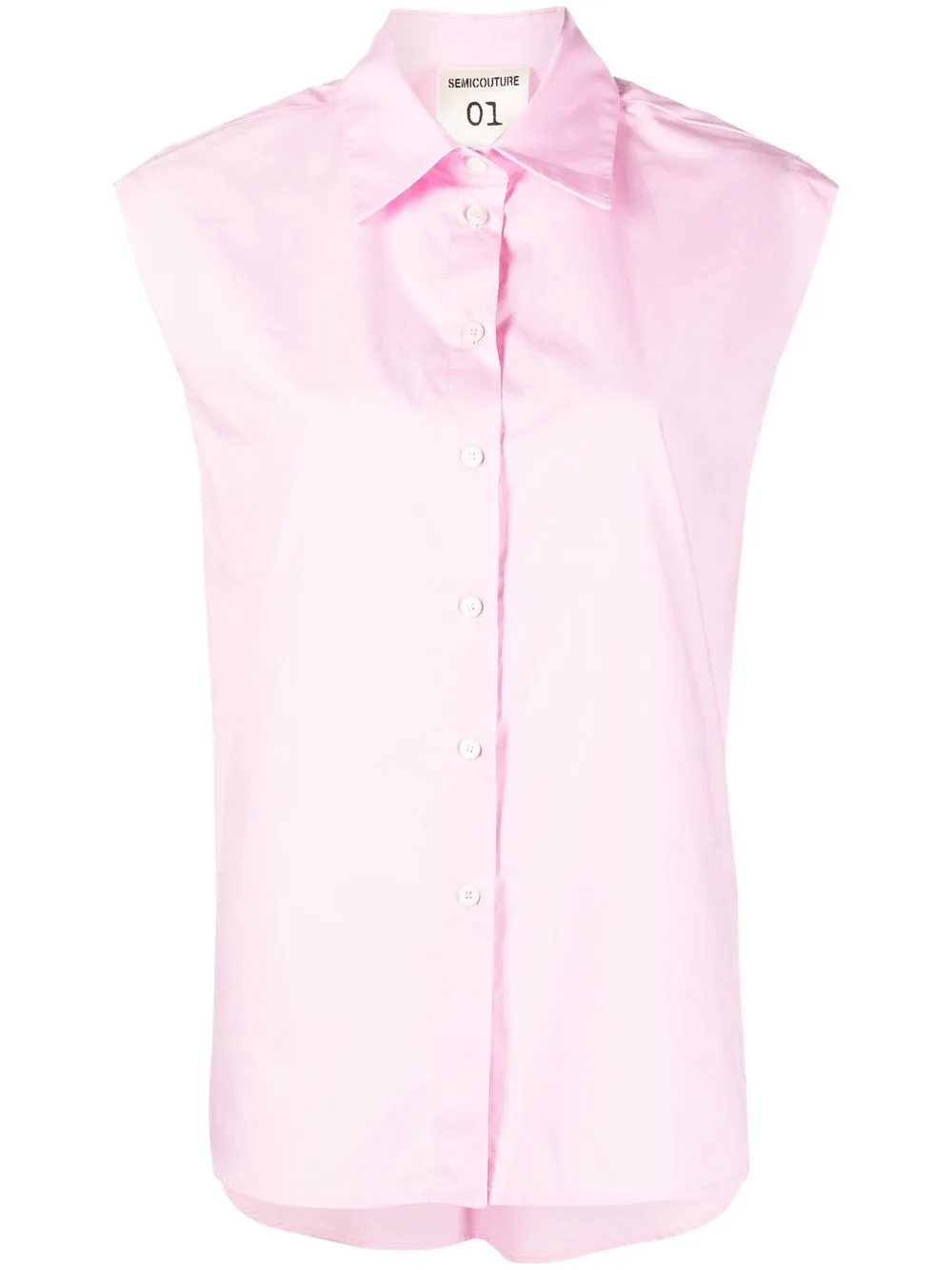 

Semicouture camisa sin mangas con cuello de pico - Rosado