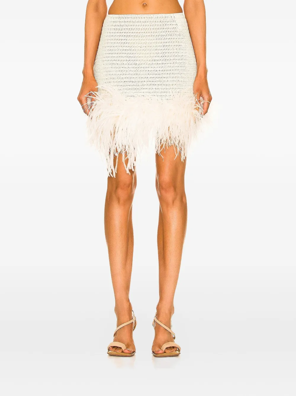 Magda Butrym Feather-down Mini Skirt In Neutral