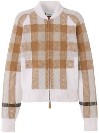 Burberry check print zip up Cardigan Neutrals FARFETCH CH