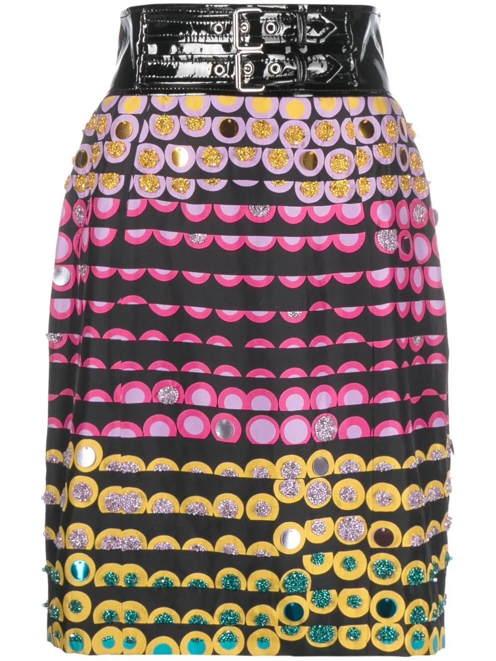 

Moschino polka dot-print belted pencil skirt - Black