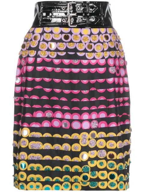 Moschino polka dot-print belted pencil skirt