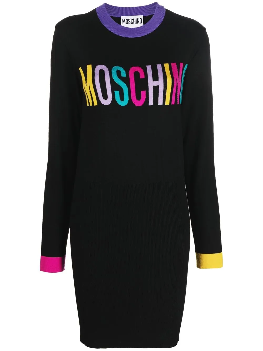 

Moschino vestido de tejido con logo en intarsia - Negro