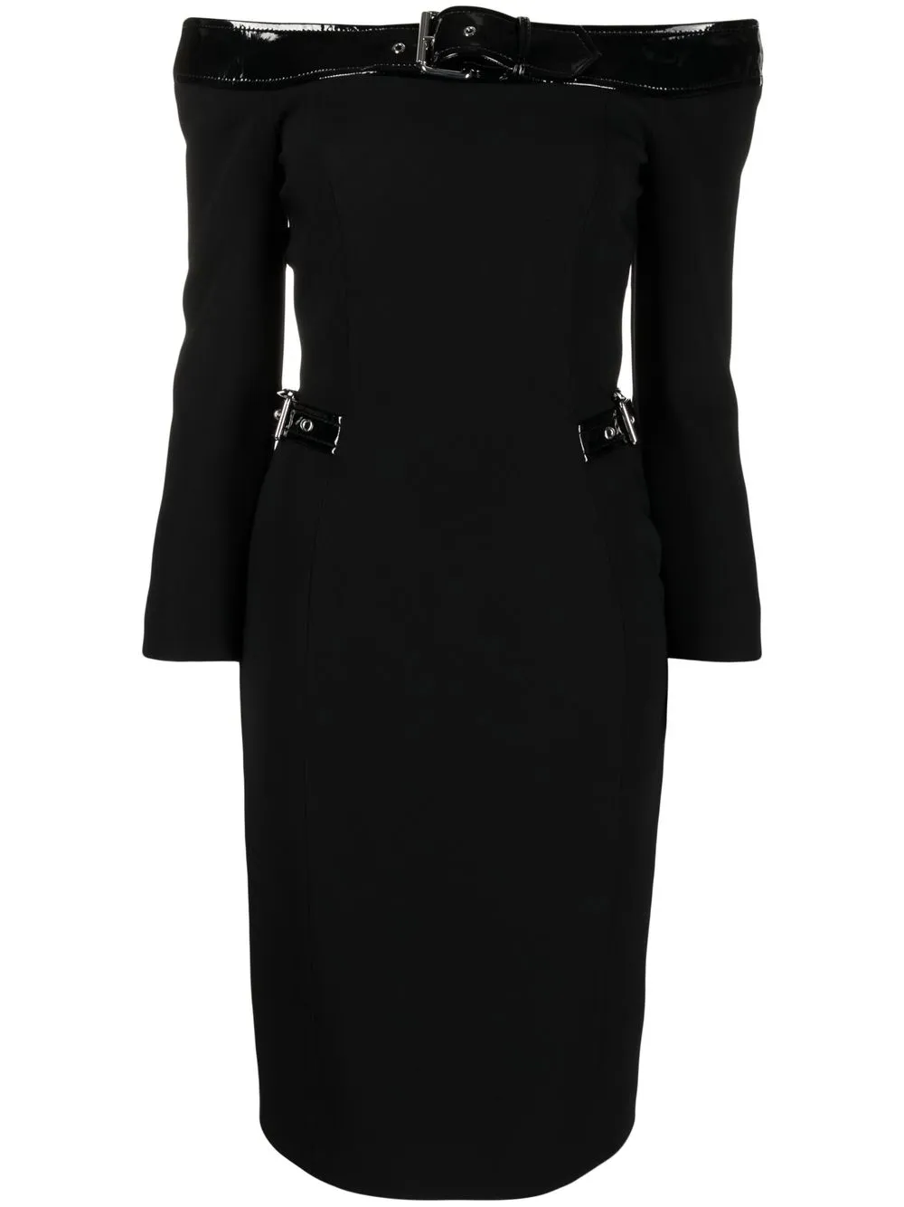 

Moschino buckle-trim off-shoulder midi dress - Black