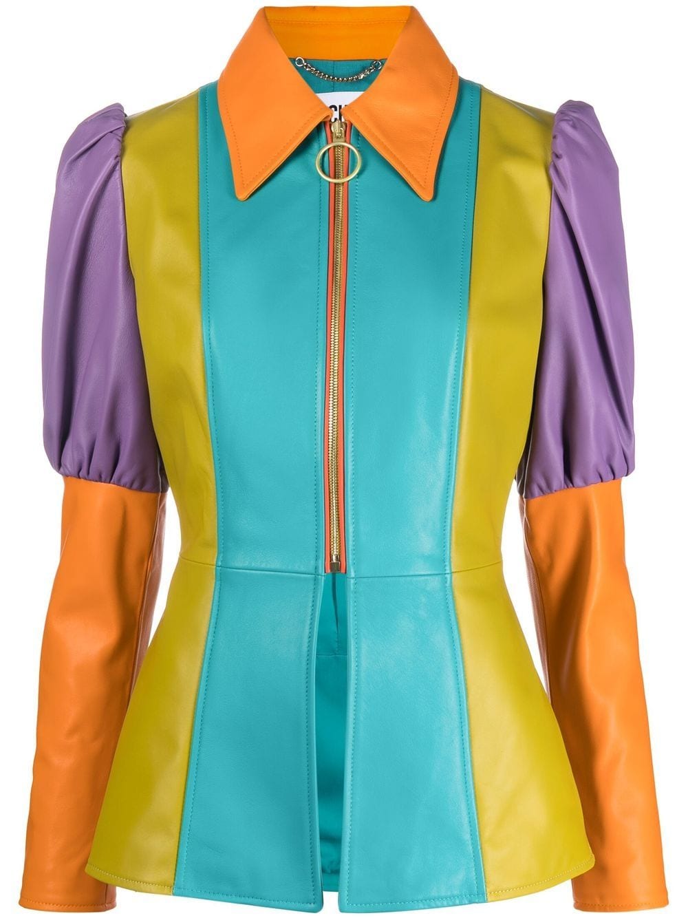 Image 1 of Moschino colour-block leather peplum top