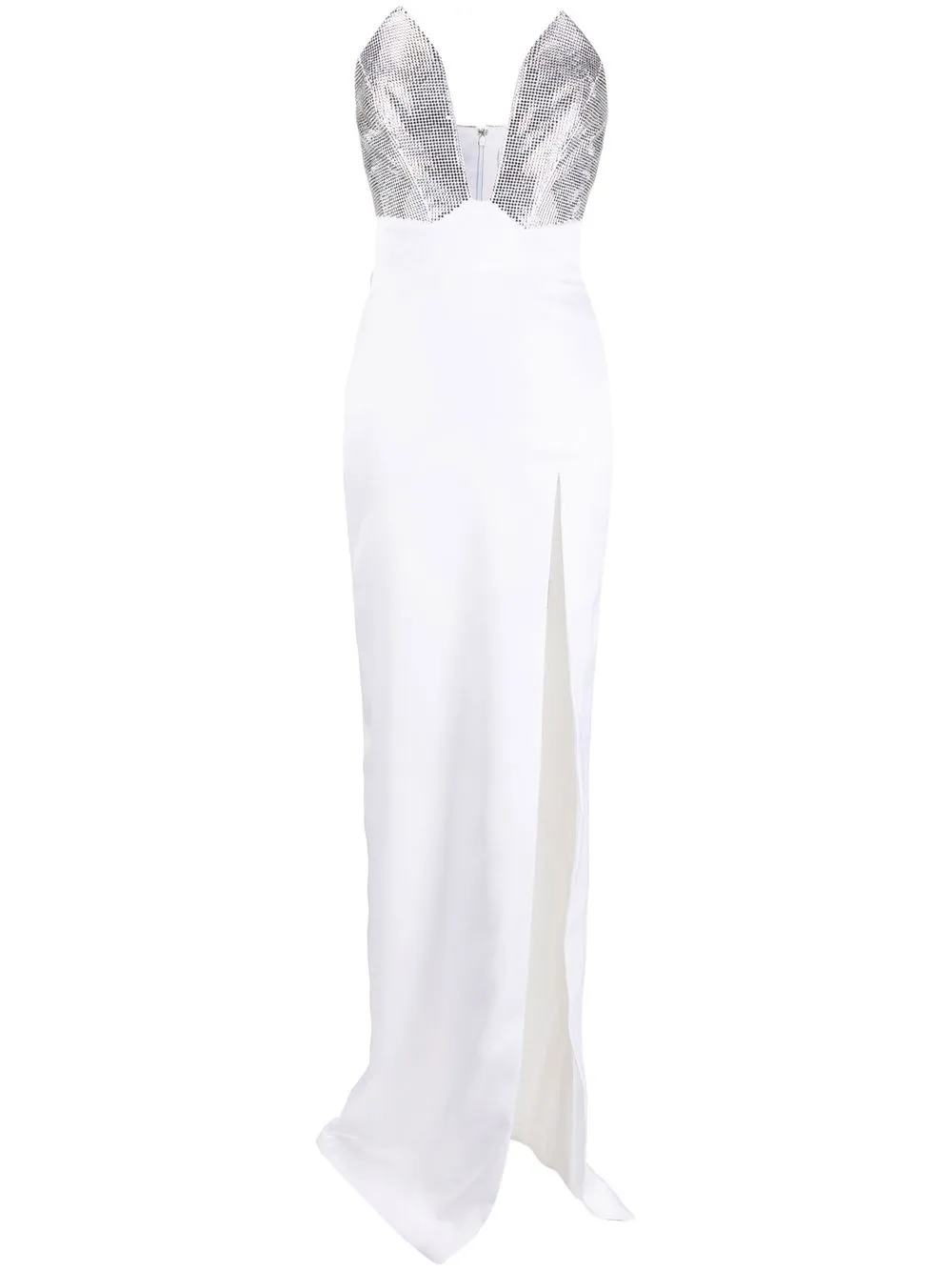 

Genny crystal-embellished strapless gown - White