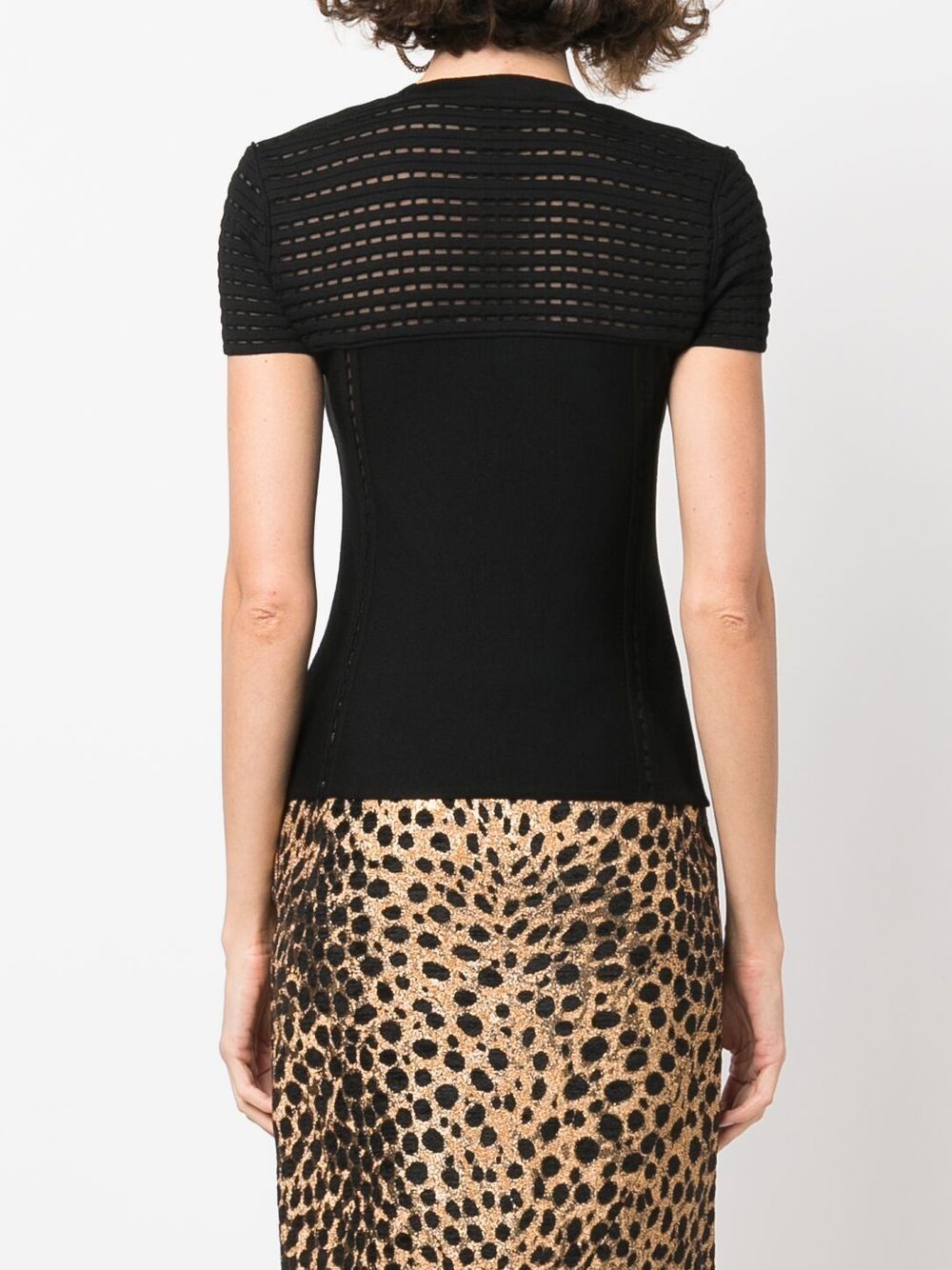 Shop Genny Short-sleeve Knitted Top In Black