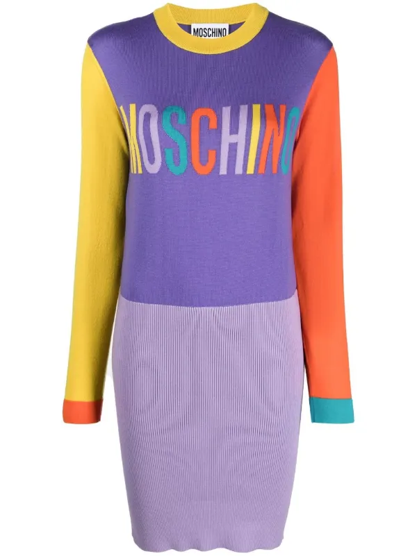 moschino knit dress Moschino - Smiley organic cotton blend knit dress - Yellow