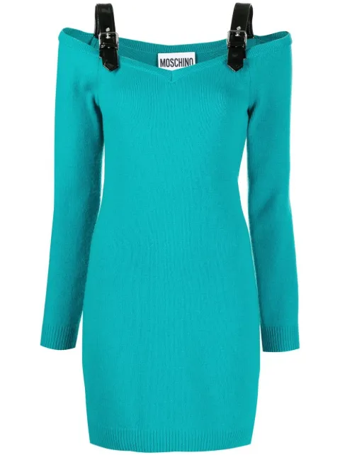 Moschino strap-detail knitted mini dress