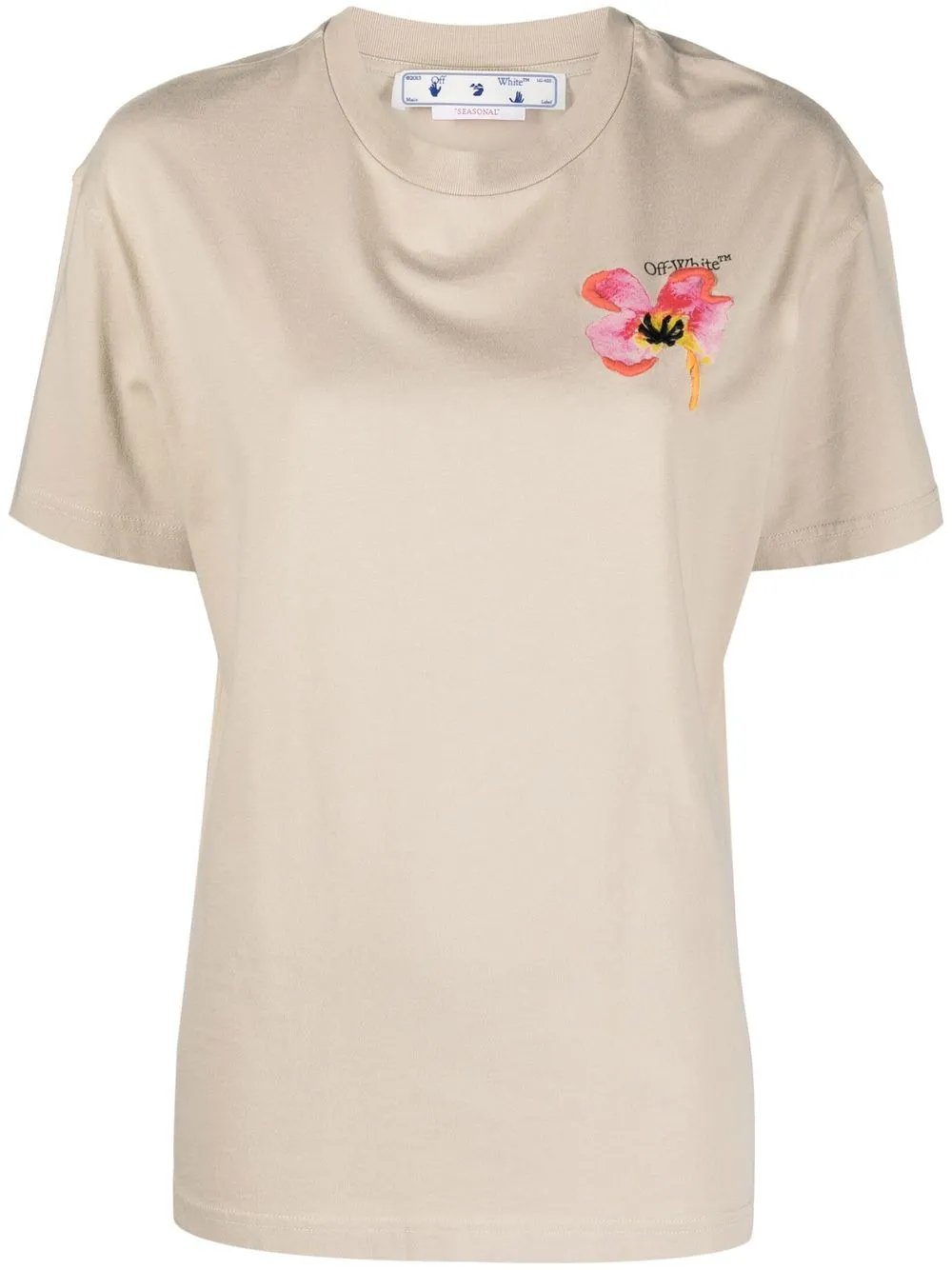 

Off-White playera con logo estampado floral - Neutro