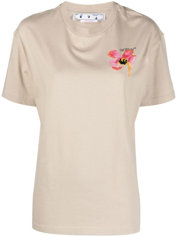 off white pink flower t shirt