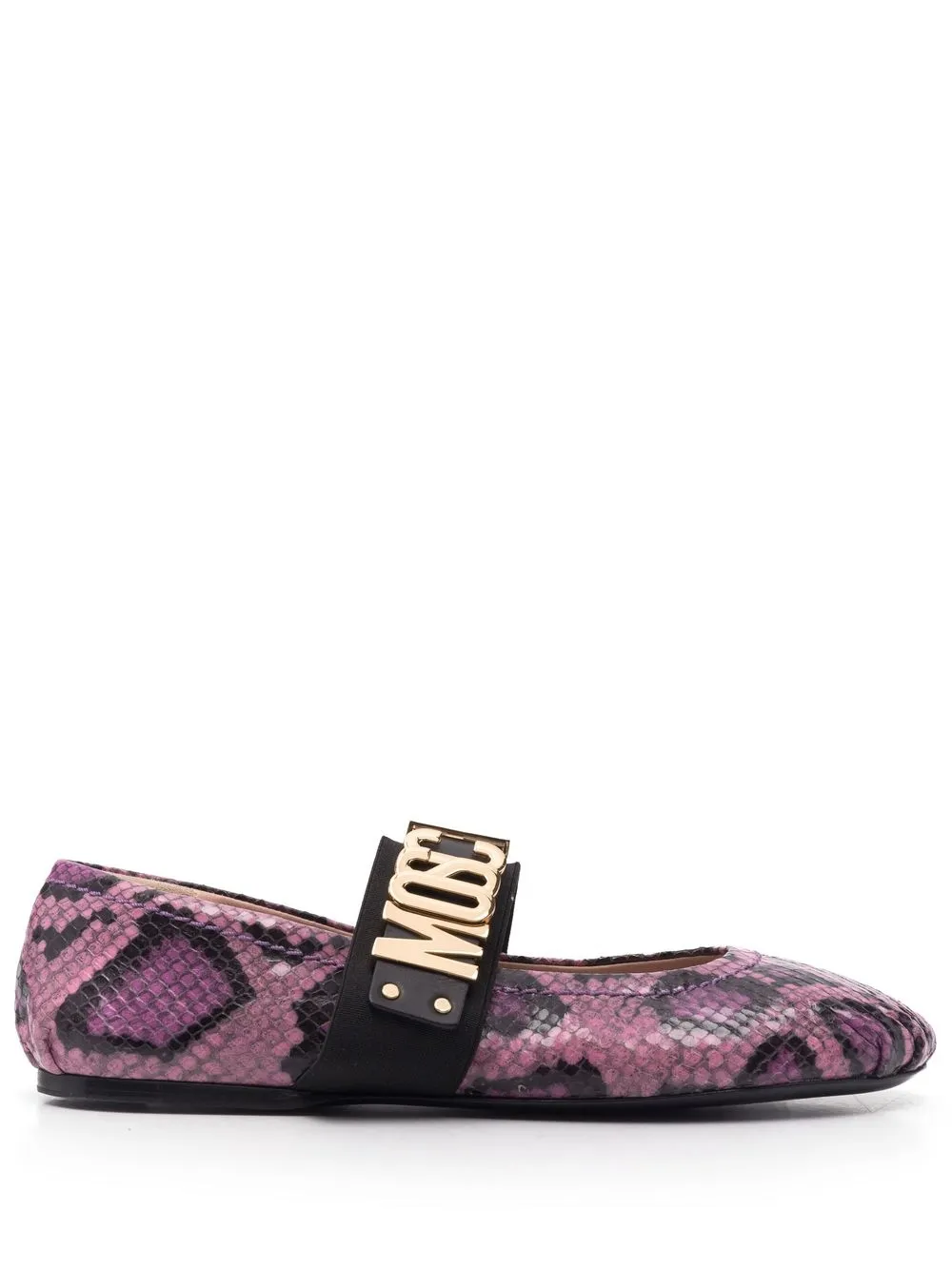 

Moschino logo snakeskin-print ballerinas - Pink