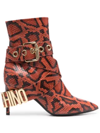 orange snakeskin boots