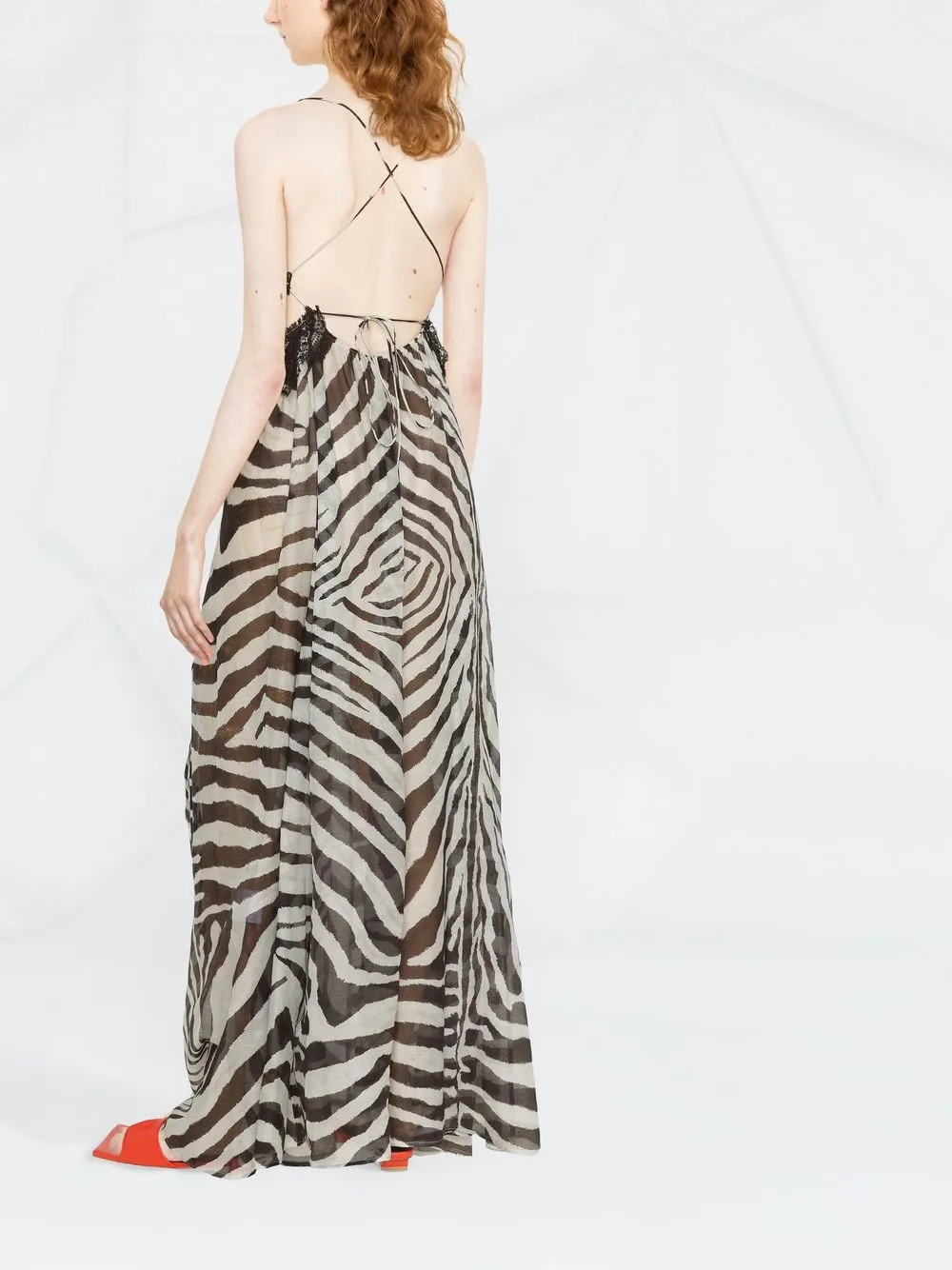 zebra print cut-out detail maxi dress