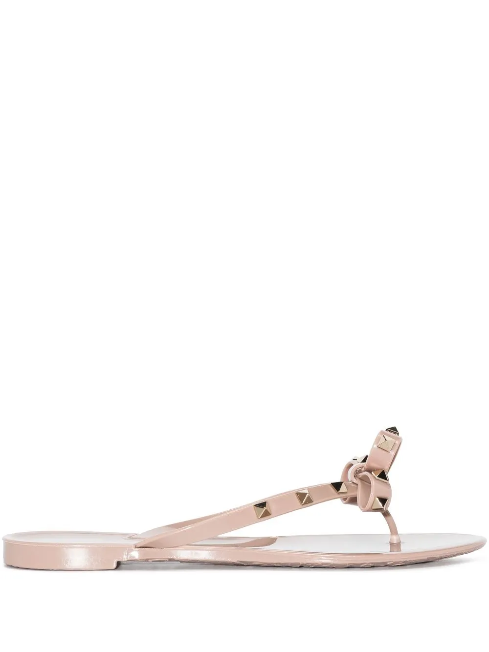

Valentino Garavani Rockstud flat thong-strap sandals - Neutrals