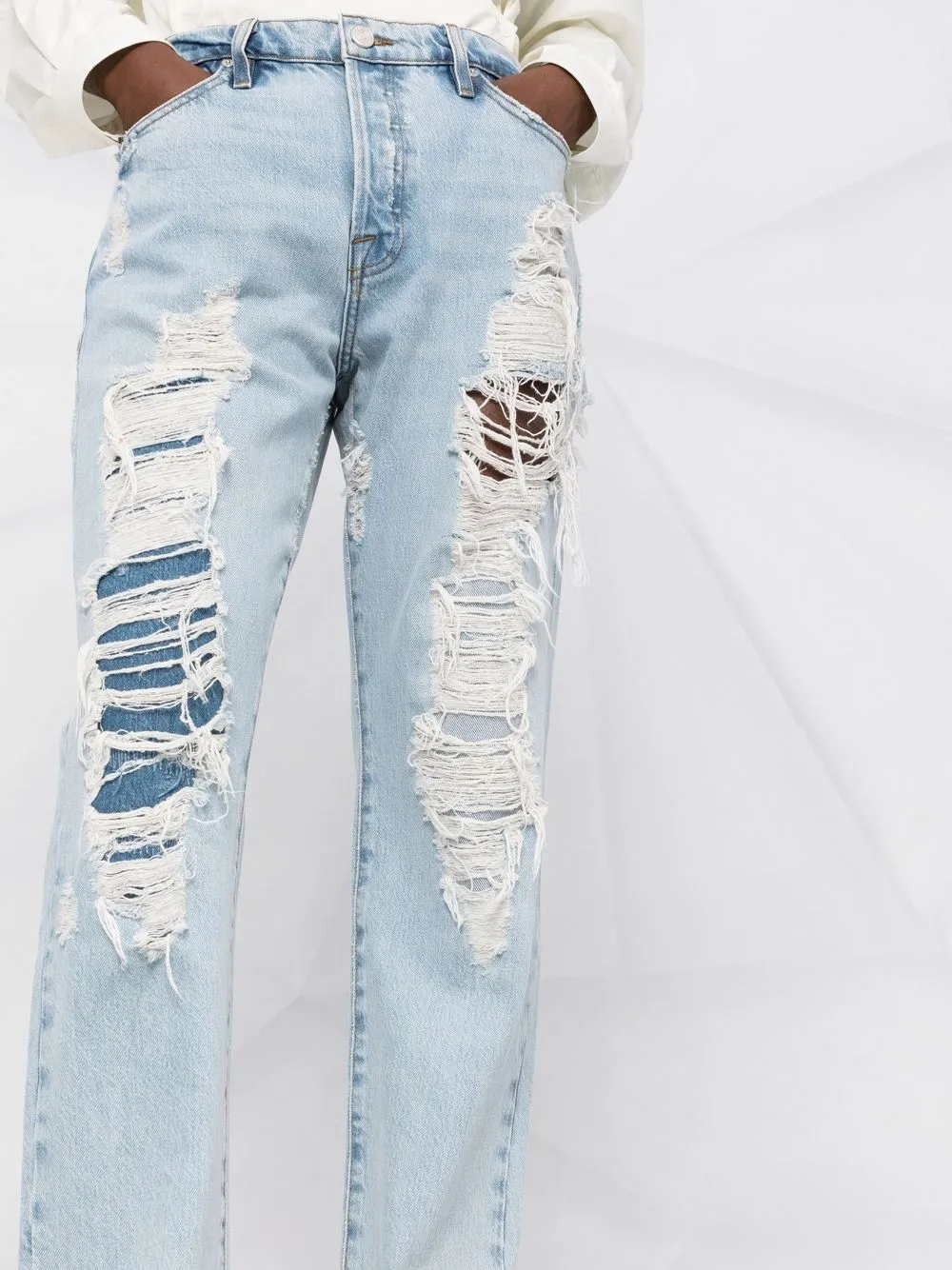 FRAME Le Slouch Ripped straightleg Jeans Farfetch