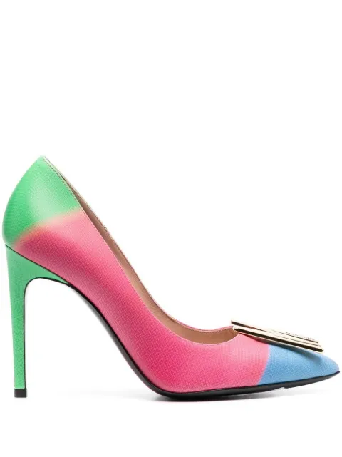 Moschino 100m logo-plaque leather pumps