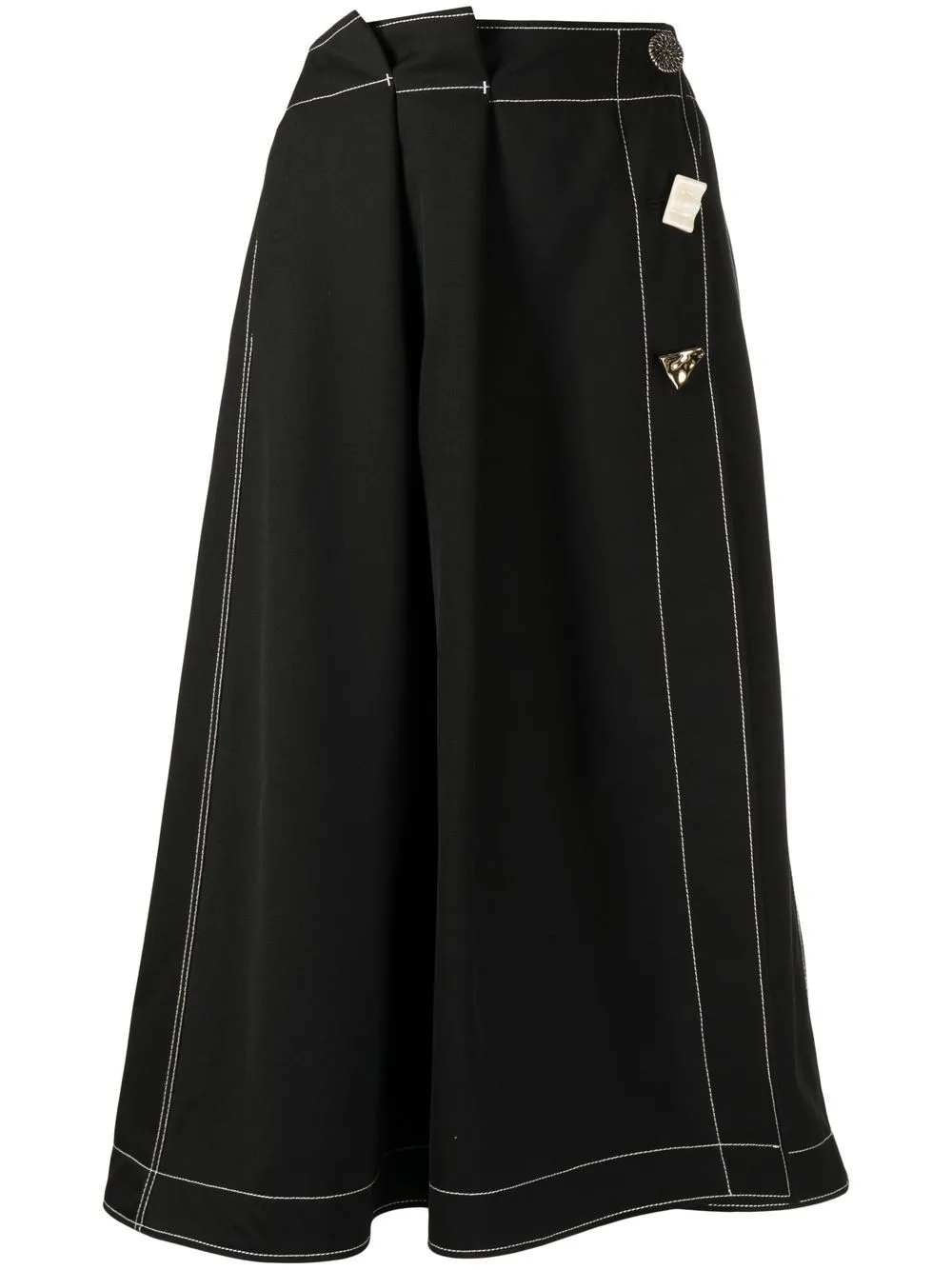 

Rejina Pyo Carla contrast-stitching midi skirt - Black