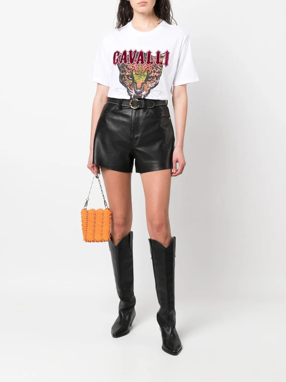 Roberto Cavalli T-shirt met luipaardprint - Wit