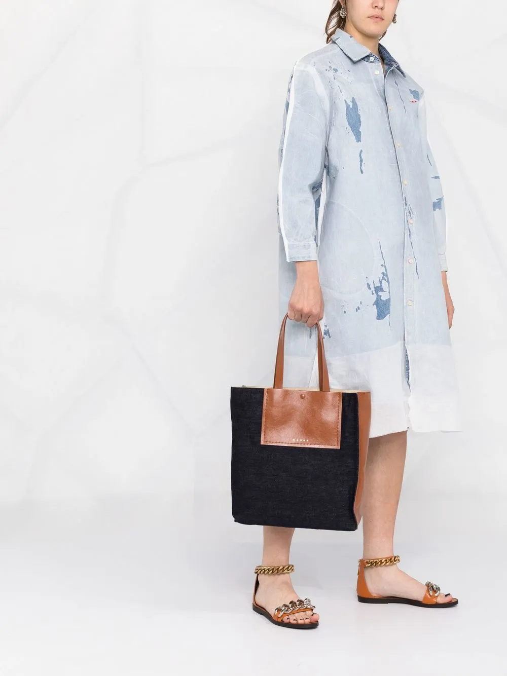 Marni Museo schoudertas met zakdetail - Blauw